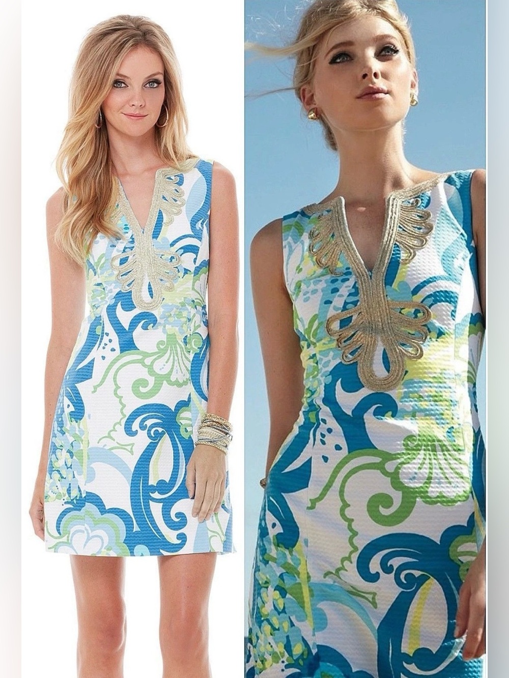 Lilly Pulitzer NWT Janice Resort White Crystal Cost Shift Gold Soutache Dress 00 - Picture 9 of 12